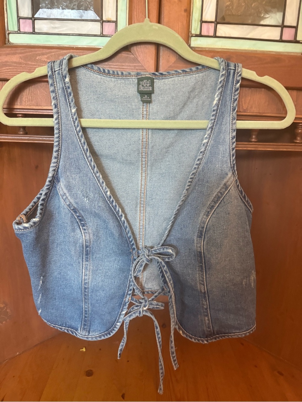 Wild Fable Blue Denim Lace-Up Vest M